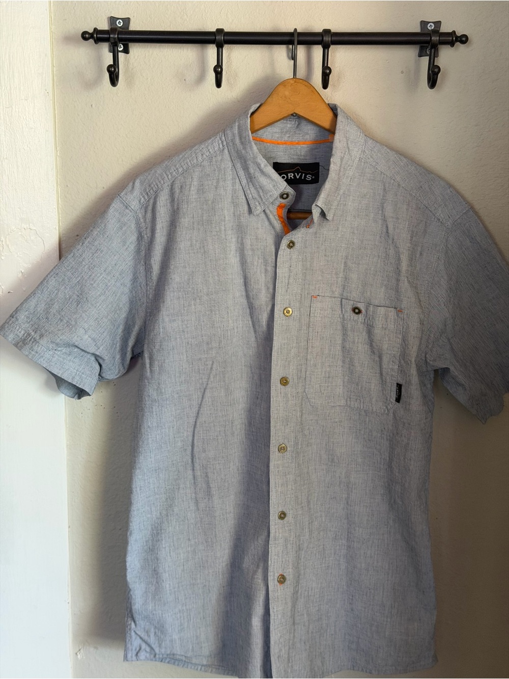 Z Orvis Light Blue ShortSleeve Button Shirt Men Medium